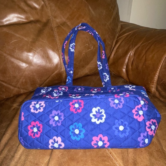 NWOT Vera Bradley Retired Ellie Flowers Tote - Blue with Pink & Purple Floral - Picture 3 of 7